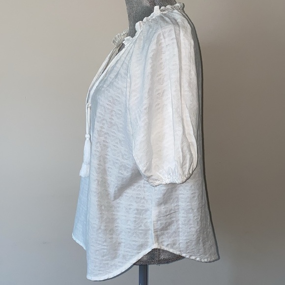 Knox Rose Tassel Ruffle V-Neck Short Sleeve Peasant Top Size Small - Picture 5 of 10